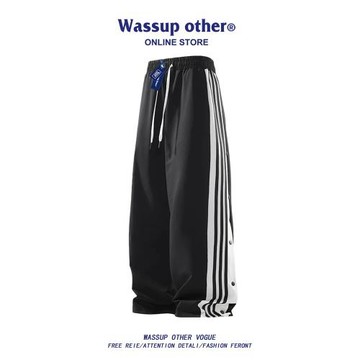 WASSUP OTHER美式運動排扣褲男籃球夏季休閑直筒衛褲寬松褲子男款