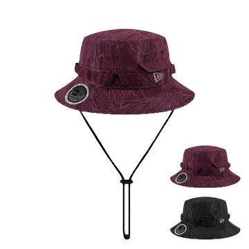 NEW ERA 漁夫帽 探險帽 NE 葉紋 迷彩黑/勃根地紅 夜光 口袋漁夫帽 掛繩漁夫帽 特殊款【TCC】