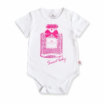 PUREST 豹紋香水 寶寶 短袖 包屁衣/連身衣【100%台灣製造】白色