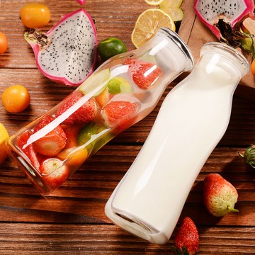 潮流果汁玻璃瓶帶蓋牛奶杯隨手杯辦公室喝水杯泡茶瓶飲料瓶