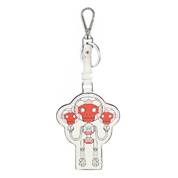 PRADA 2TL292 機器人猴子圖樣款鑰匙圈吊飾.白邊