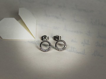 半圈閃石純銀耳釘 | 聖誕節禮物 生日禮物 首飾