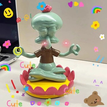 無用良品 派大星筆筒 章魚哥手機架 蓮花座章魚哥 創意擺件 海綿寶寶 筆插 卡通 收納筒 學生 生日禮物 交換禮物