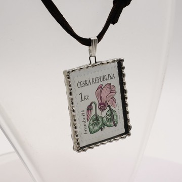 花卉郵票彩繪玻璃墜飾