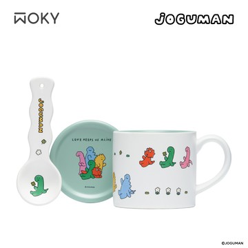 WOKY meets JOGUMAN 陶瓷馬克杯 -附點心盤、造型湯匙