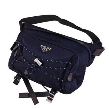 PRADA 2VH201 Speedrock Re-Nylon 尼龍抽繩胸口包/腰包.深藍