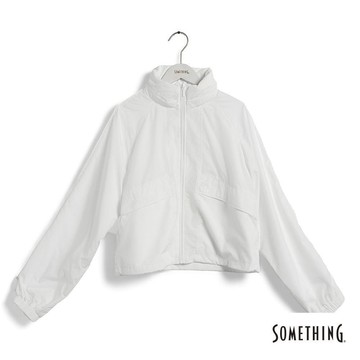 SOMETHING 女裝 可收帽輕薄風衣外套 (白色)