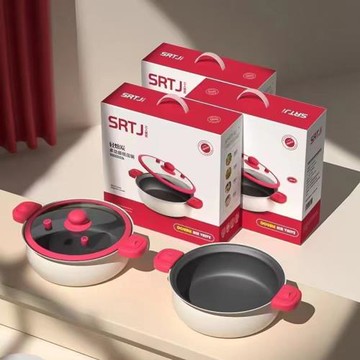 新款三人鐵匠琺瑯雙耳燉煮燜煲湯鍋家用大容量不粘鍋禮品批發