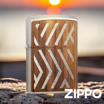 ZIPPO  Zippo防風打火機 29902 木材製飾板 金屬幾何線條 與美國環保品牌WOODCHUCK聯名 終身保修