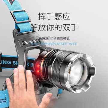 新品上市!!熱門爆品！！強光頭燈 LED超亮黃光頭燈 感應頭燈 18650 USB充電 防水戶外露營登山頭燈