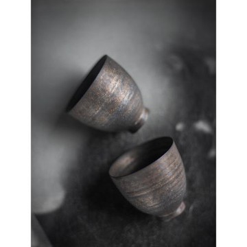 集正 鎏金鐵銹釉主人杯單個 陶瓷功夫茶具茶杯品茗杯粗陶復古茶盞