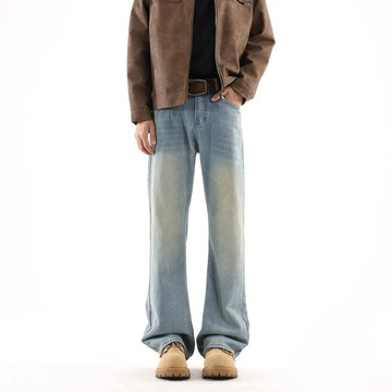 【HOT 本舖】男装美式高vibe街修身微喇叭牛仔褲cleanfit男款直筒顯瘦褲子