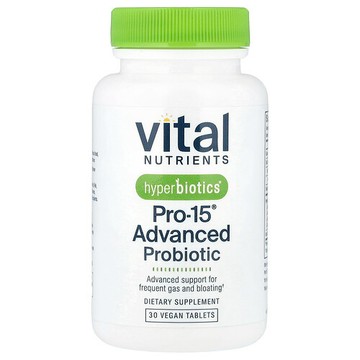 Vital Nutrients, Hyperbiotics®，PRO-15® 高級益生菌，30 片全素片