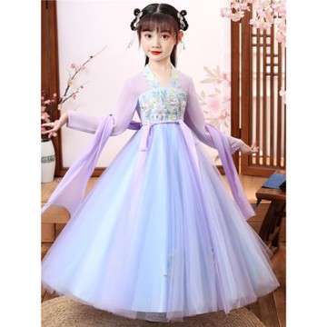 女童秋裝漢服2025新款兒童長袖古裝連衣裙超仙襦裙女孩中國風唐裝