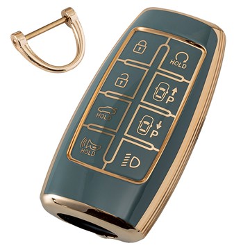 Vendict 汽車金邊TPU Genesis智能鑰匙殼/鑰匙圈  灰藍色  Genesis 02