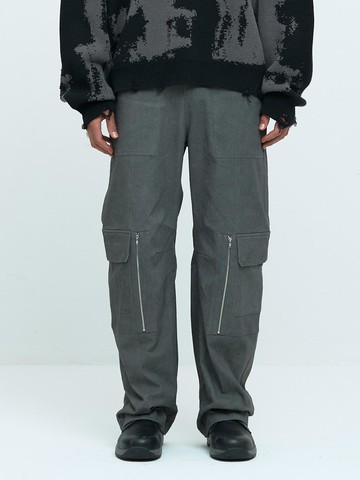 WIDE LEG CARGO PANTS [DARK GREY]