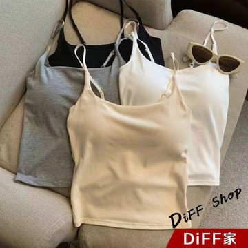 【DIFF】韓版內搭美背舒適背心 帶胸墊免穿內衣 小可愛 衣服 短版上衣 小背心 女裝 運動背心 短版背心【V278】