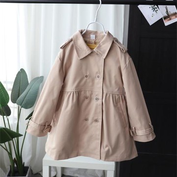 秋裝 女童氣質俏皮洋氣中長款風衣 雙排扣外套 小中大童琦