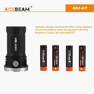 ACEBEAM X80-GT LEDハンディライトエースビーム ブラック 充電式 防水