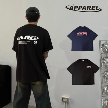 【APPAREL DESIGN】Oversize ARG斑駁字體地球短袖｜寬鬆街頭風