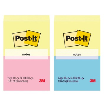 3M 653-2ASST 2入便利貼-黃+粉/黃+藍