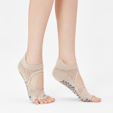 [Clesign] Toe Grip Socks 瑜珈露趾襪 - 春夏新色 - Beige (瑜珈襪、止滑襪)