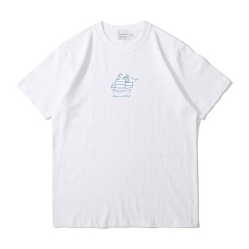 Incense Harbour 美國純棉 漁船圖案 無縫白T-shirt T恤