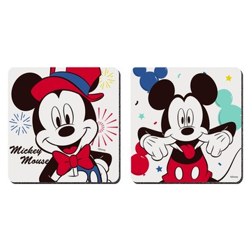 【Disney 迪士尼】軟式珪藻土吸水杯墊-派對系列 繽紛米奇/方 （2入/組） （10x10x0.5cm） _廠商直送