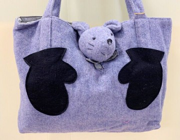 【震撼精品百貨】Hello Kitty 凱蒂貓 日式素面肩背袋/手提袋-老鼠絨毛藍#46740 震撼日式精品百貨