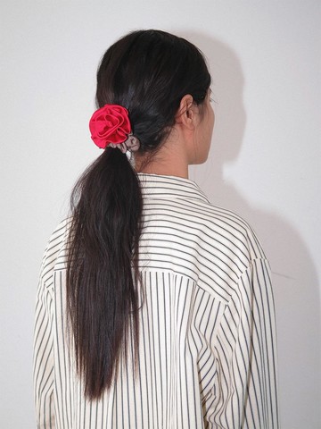 Satin Corsage Scrunchie [Red Brown]