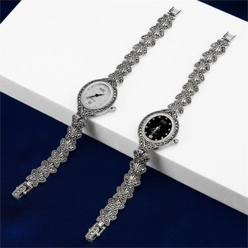 純銀S925銀手表時尚石英機芯銀飾品蝴蝶表鏈女款泰銀腕表泰國工藝