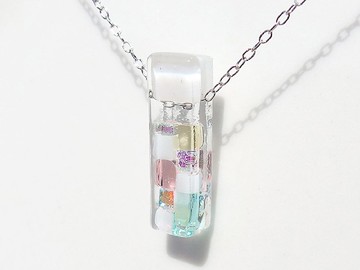 雪花玻璃（Yuki[迷你][粉雪]）鍊式項鍊[小號可選][棉線，銀925可選][定做]