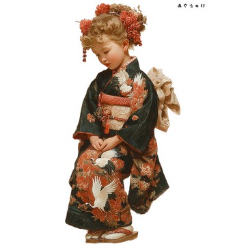 【12月新品4】07-114-0248 人物貼紙 和服復古