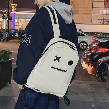 幽靈小鬼雙肩包男潮流個性高中生大學生書包ins潮中學生旅行背包