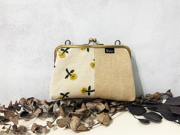 立體繡花與麻編 口金包 手拿包 側背包 肩背包 隨身包 化妝包