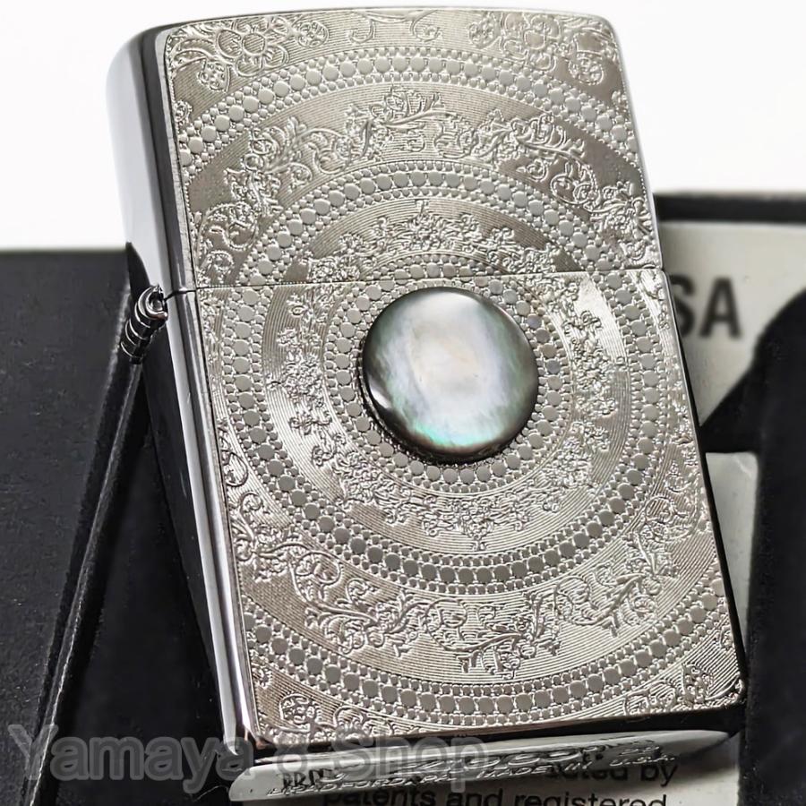 ZIPPO ジッポ ライター Mother of pearl ブラックパールシェル シルバー