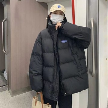 外套 INS韓系格子拼接立領棉服外套夾克長版外套秋冬加厚保暖外套大碼女裝 10633