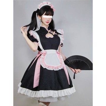 中華風女仆裝cosplay女裝連衣裙新中式國風旗袍lolita女傭制服