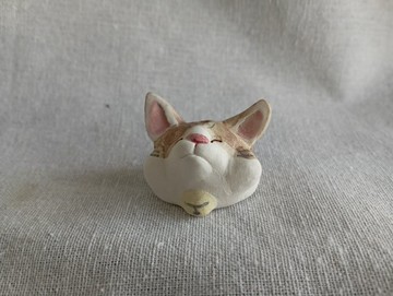 手捏陶貓線香座  居家擺飾  辦公室療癒小物