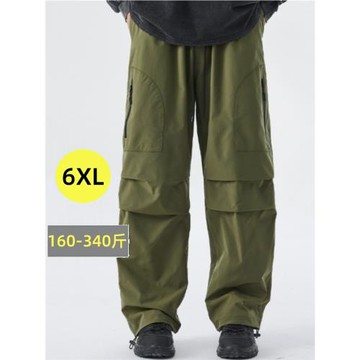 大碼工裝褲男裝加肥300斤春秋新潮ins特大寬松速干傘兵沖鋒長褲