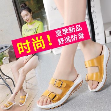 2025夏季新款時尚外穿拖鞋女防滑大碼孕婦沙灘鞋平底中跟涼拖女鞋