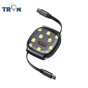 TRON 100W Type-C 伸縮快充線 1M 鈦黑色 麵包君-2 4檔長度調整 可充筆電 適用i15以上手機 平板