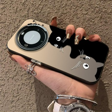 黑白貓咪適用華為mate60pro手機殼新款p30創意40卡通男款p50高級  【鑫弘數碼音像】鑫弘-3C數碼