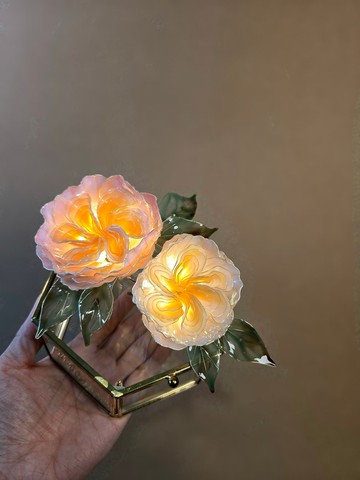 【沾浸藝術•玻璃飾盒】英倫玫瑰。小夜燈。生日禮物