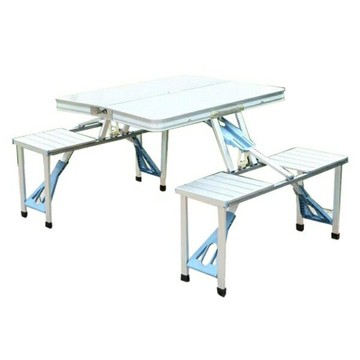 『時尚監控館』限宅配 4人座鋁合金露營桌 摺疊收納快速 防火桌面 座椅快速拆裝 強化塑料 承重