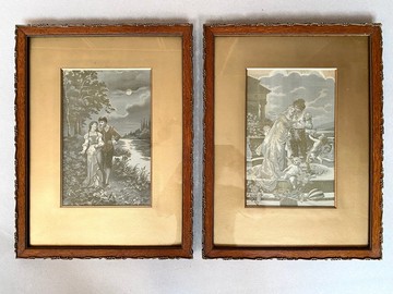 一對古董絲綢掛毯 Staron & Meyer 精美罕見 19 世紀末法國產