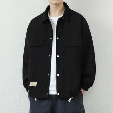 麂皮絨外套男 休閒翻領潮流上衣服 美式夾克【淘夢屋】