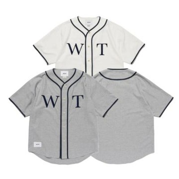 Wtaps LEAGUE / SS / COTTONTWILL 棒球襯衫 灰色/白色 261TQDT-SHM06