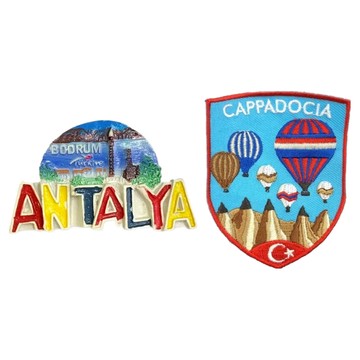 A-ONE 匯旺 土耳其安塔利亞立體冰箱貼 + 卡帕多奇亞外套刺繡  2.87 x 1.57吋 + 2.5 x 3.1吋