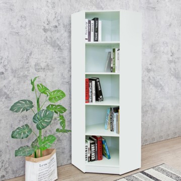 Birdie南亞塑鋼-1.9尺開放式5格轉角書櫃/角落收納置物櫃/展示櫃-60x60x180cm